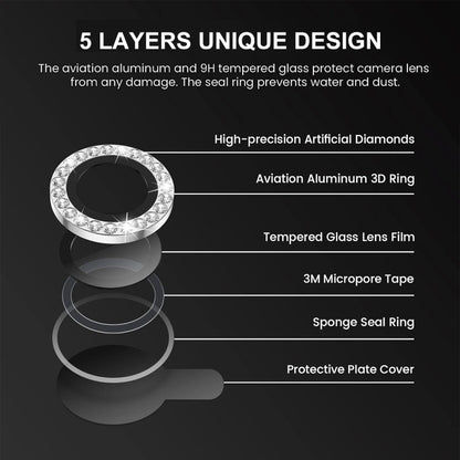 For iPhone 16 Pro / 16 Pro Max ENKAY AR Anti-reflection Individual Diamond Ring Camera Lens Glass Full Film(Colorful) - iPhone 16 Pro Max Tempered Glass by ENKAY | Online Shopping UK | buy2fix