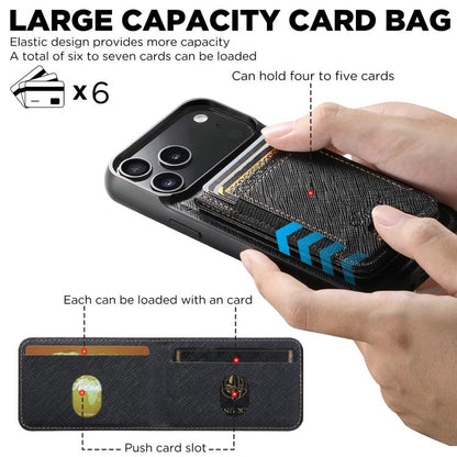 For iPhone 17 Pro Suteni H17 Cross Grain Leather MagSafe Detachable Wallet Phone Case(Black) - iPhone 17 Pro Cases by Suteni | Online Shopping UK | buy2fix