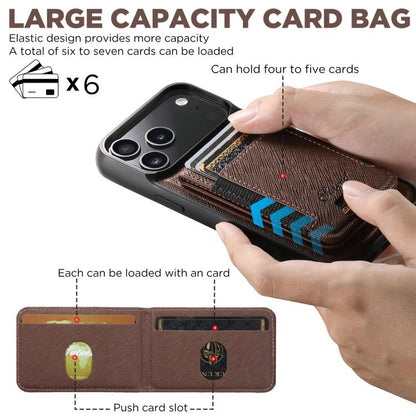 For iPhone 17 Air Suteni H17 Cross Grain Leather MagSafe Detachable Wallet Phone Case(Brown) - iPhone 17 Air Cases by Suteni | Online Shopping UK | buy2fix