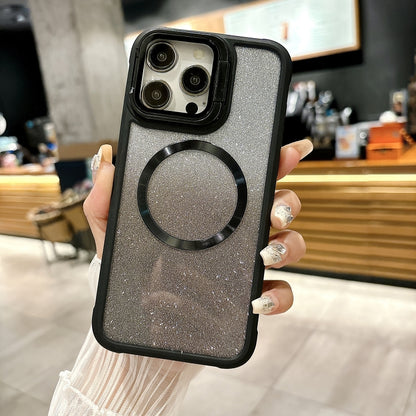 For iPhone 14 Pro Max CD-grain Gradient Glitter Magsafe Acrylic Hybrid TPU Phone Case(Black) by buy2fix