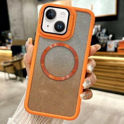 For iPhone 14 Plus CD-grain Gradient Glitter Magsafe Acrylic Hybrid TPU Phone Case(Orange) - iPhone 14 Plus Cases by buy2fix | Online Shopping UK | buy2fix