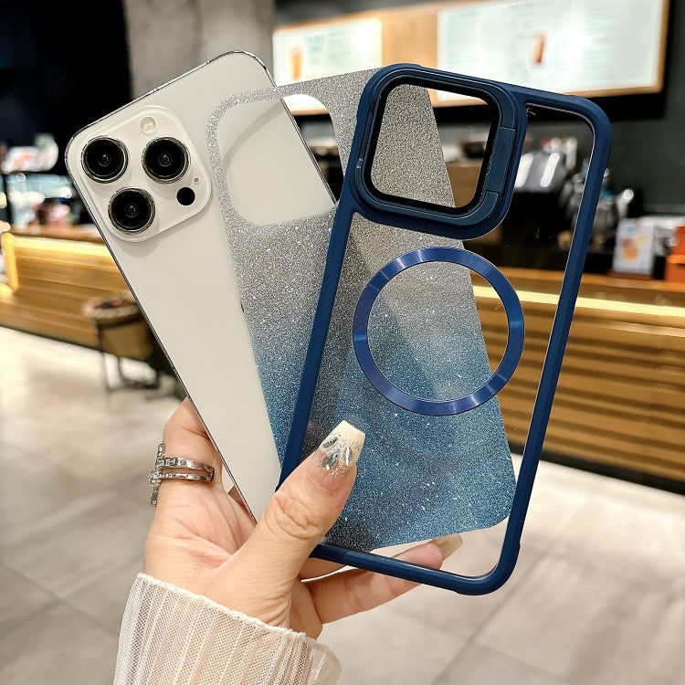 For iPhone 14 Pro Max CD-grain Gradient Glitter Magsafe Acrylic Hybrid TPU Phone Case(Black) by buy2fix