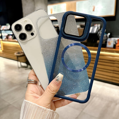 For iPhone 14 Pro Max CD-grain Gradient Glitter Magsafe Acrylic Hybrid TPU Phone Case(Black) by buy2fix