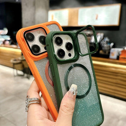 For iPhone 16 Plus CD-grain Gradient Glitter Magsafe Acrylic Hybrid TPU Phone Case(Green) - iPhone 16 Plus Cases by buy2fix | Online Shopping UK | buy2fix