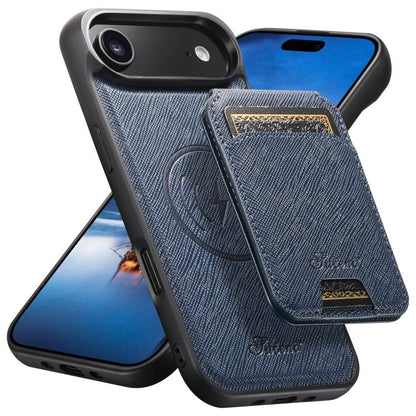 For iPhone Air Suteni H18 Cross Grain MagSafe Wallet Leather Phone Case(Blue) - iPhone Air Cases by Suteni | Online Shopping UK | buy2fix