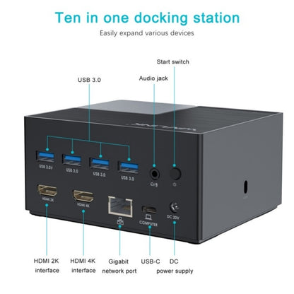 WAVLINK UG76PD2 3.5mm Audio, Gigabit Network Port Dual HD Universal Docking Station(AU Plug) - HUB with Lan adapter by WAVLINK | Online Shopping UK | buy2fix