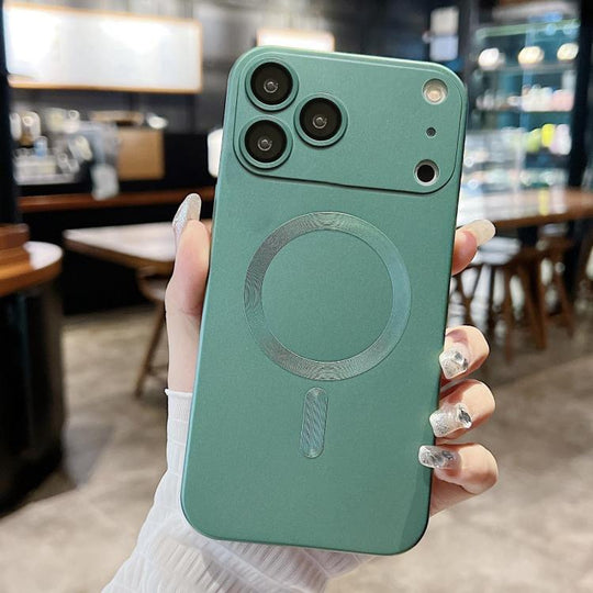 For iPhone 17 Pro Max Metallic Paint Magsafe Liquid TPU Phone Case(Green)
