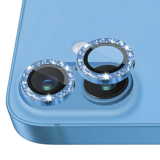 For iPhone 16 / 16 Plus NORTHJO Glitter Camera Lens Protector Tempered Glass Metal Ring Film(Blue) by NORTHJO