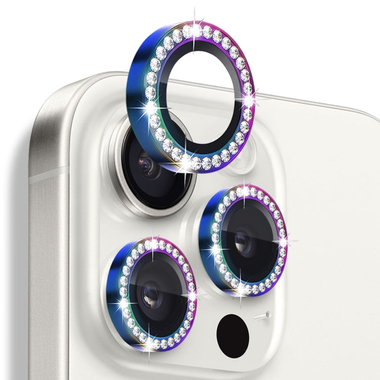 For iPhone 16 Pro / 16 Pro Max NORTHJO Rhinestone Camera Lens Protector Tempered Glass Metal Ring Film(Colorful) - iPhone 16 Pro Max Tempered Glass by NORTHJO | Online Shopping UK | buy2fix