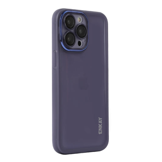 For iPhone 15 Pro Max ENKAY Hat-Prince Translucent Matte TPU Phone Case with Lens Film(Purple) - iPhone 15 Pro Max Cases by ENKAY | Online Shopping UK | buy2fix