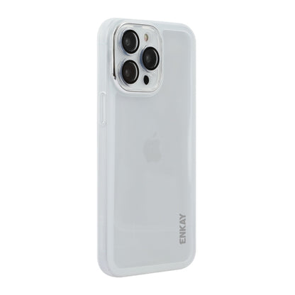 For iPhone 14 Pro ENKAY Hat-Prince Translucent Matte TPU Phone Case with Lens Film(White) - iPhone 14 Pro Cases by ENKAY | Online Shopping UK | buy2fix