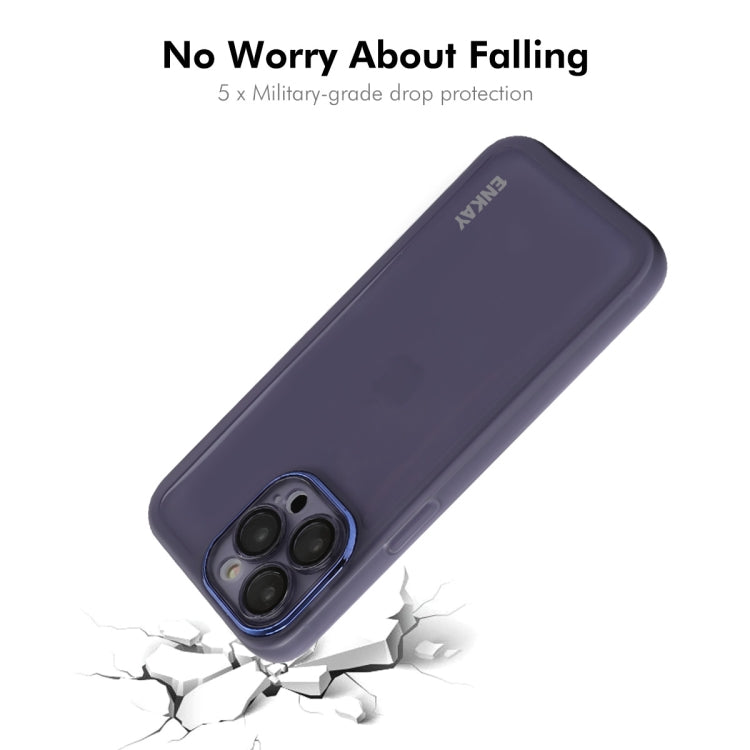 For iPhone 14 Pro Max ENKAY Hat-Prince Translucent Matte TPU Phone Case with Lens Film(Purple) - iPhone 14 Pro Max Cases by ENKAY | Online Shopping UK | buy2fix