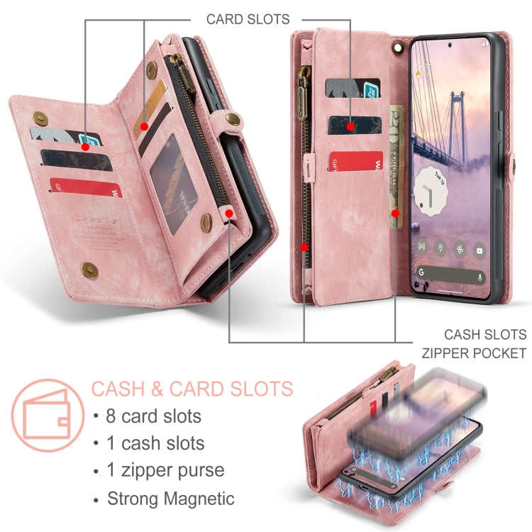 For Google Pixel 9 / 9 Pro CaseMe 008 Detachable Multifunctional Leather Phone Case(Pink) - Google Cases by CaseMe | Online Shopping UK | buy2fix