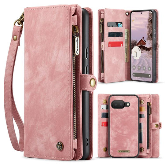 For Google Pixel 9a CaseMe 008 Detachable Multifunctional Leather Phone Case(Pink)