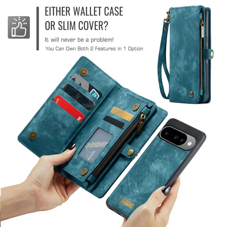 For Google Pixel 10 / 10 Pro CaseMe 008 Detachable Multifunctional Leather Phone Case(Blue) - Google Cases by CaseMe | Online Shopping UK | buy2fix