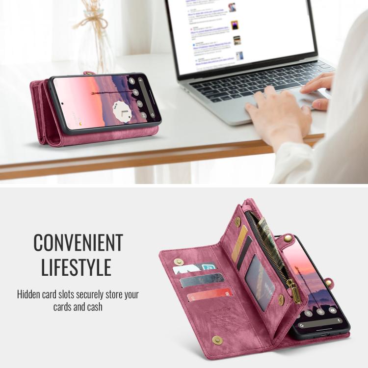 For Google Pixel 10 / 10 Pro CaseMe 008 Detachable Multifunctional Leather Phone Case(Wine Red) - Google Cases by CaseMe | Online Shopping UK | buy2fix