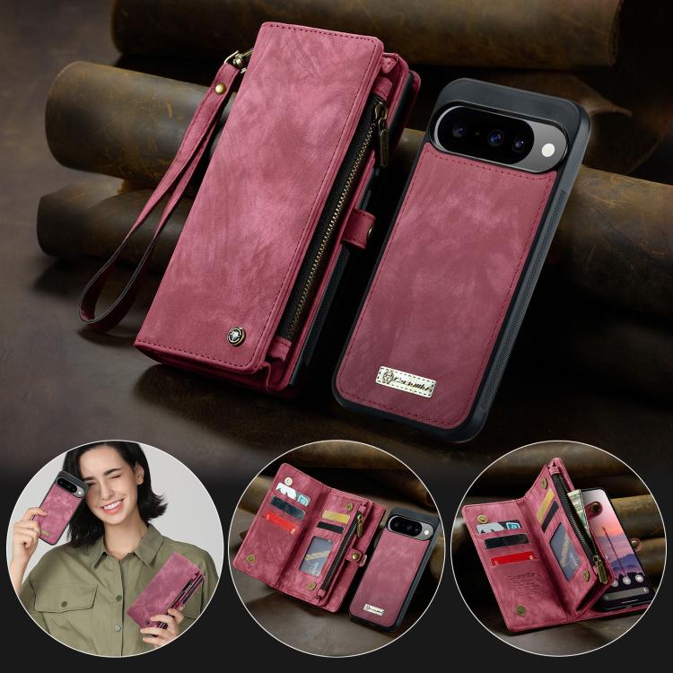 For Google Pixel 10 / 10 Pro CaseMe 008 Detachable Multifunctional Leather Phone Case(Wine Red) - Google Cases by CaseMe | Online Shopping UK | buy2fix