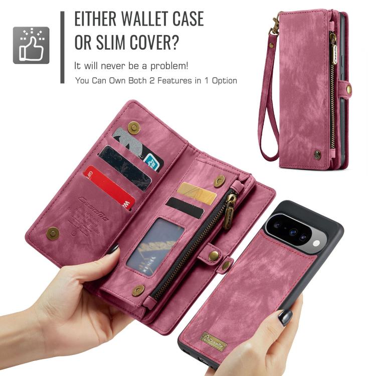 For Google Pixel 10 / 10 Pro CaseMe 008 Detachable Multifunctional Leather Phone Case(Wine Red) - Google Cases by CaseMe | Online Shopping UK | buy2fix