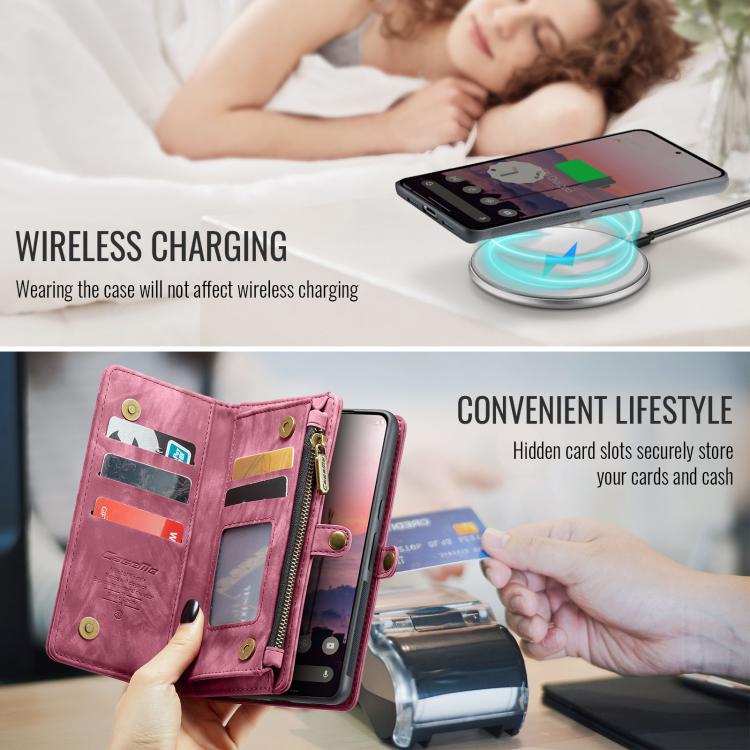 For Google Pixel 10 / 10 Pro CaseMe 008 Detachable Multifunctional Leather Phone Case(Wine Red) - Google Cases by CaseMe | Online Shopping UK | buy2fix