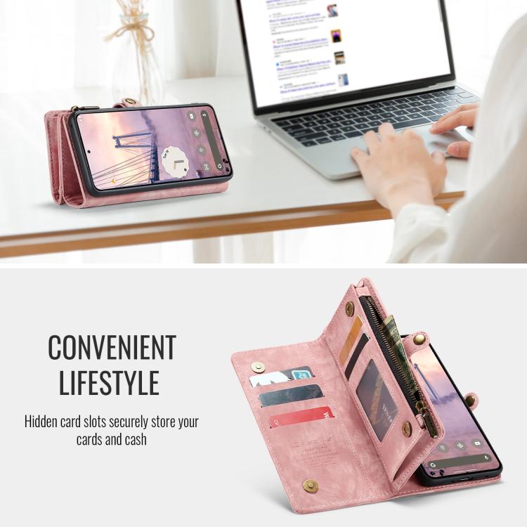 For Google Pixel 10 / 10 Pro CaseMe 008 Detachable Multifunctional Leather Phone Case(Pink) - Google Cases by CaseMe | Online Shopping UK | buy2fix