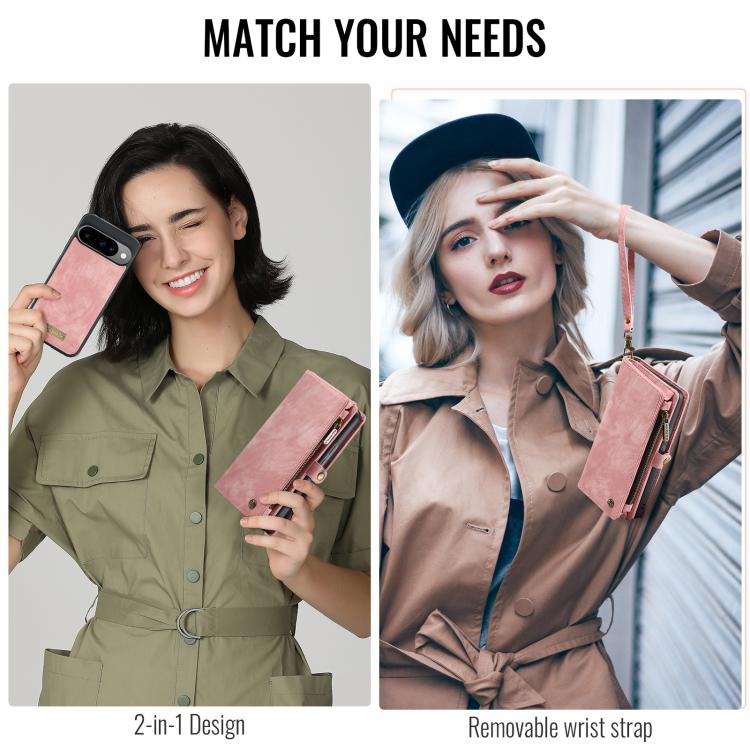 For Google Pixel 10 / 10 Pro CaseMe 008 Detachable Multifunctional Leather Phone Case(Pink) - Google Cases by CaseMe | Online Shopping UK | buy2fix