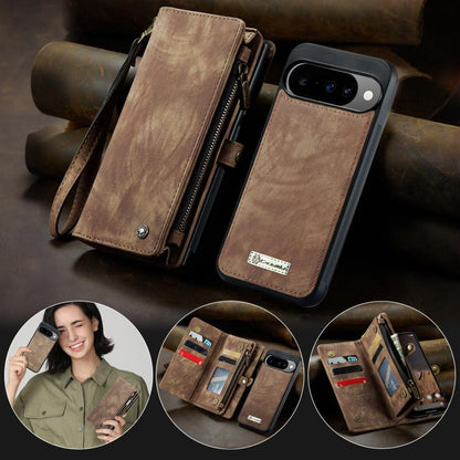 For Google Pixel 10 / 10 Pro CaseMe 008 Detachable Multifunctional Leather Phone Case(Brown) - Google Cases by CaseMe | Online Shopping UK | buy2fix