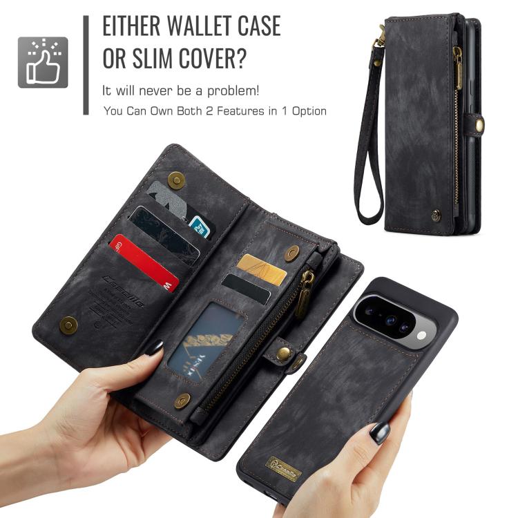 For Google Pixel 10 / 10 Pro CaseMe 008 Detachable Multifunctional Leather Phone Case(Black) - Google Cases by CaseMe | Online Shopping UK | buy2fix
