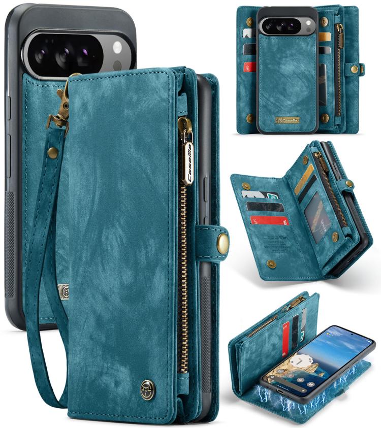For Google Pixel 10 Pro XL CaseMe 008 Detachable Multifunctional Leather Phone Case(Blue) - Google Cases by CaseMe | Online Shopping UK | buy2fix