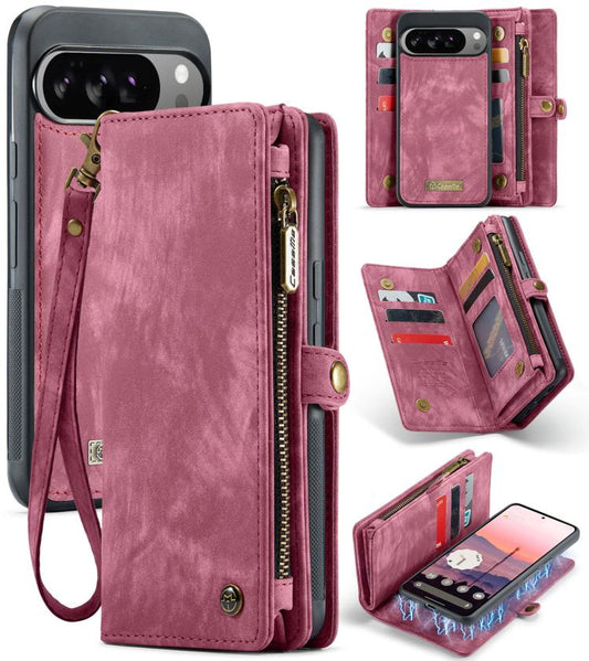 For Google Pixel 10 Pro XL CaseMe 008 Detachable Multifunctional Leather Phone Case(Wine Red) - Google Cases by CaseMe | Online Shopping UK | buy2fix