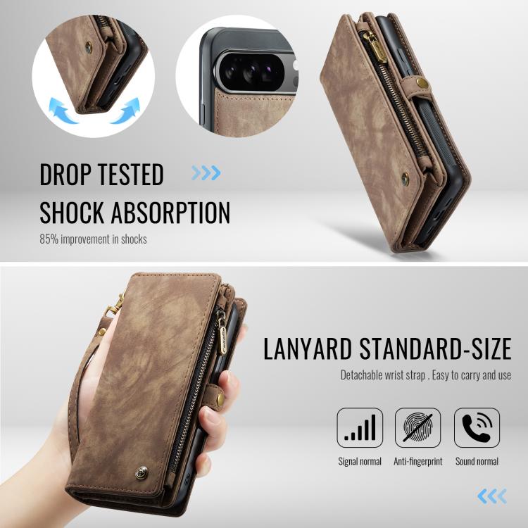 For Google Pixel 10 Pro XL CaseMe 008 Detachable Multifunctional Leather Phone Case(Brown) - Google Cases by CaseMe | Online Shopping UK | buy2fix