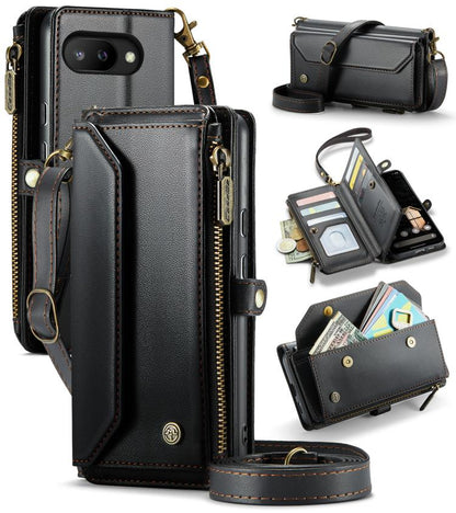 For Google Pixel 9a CaseMe C36 Card Slots Zipper Wallet RFID Anti-theft Leather Phone Case(Black) - Google Cases by CaseMe | Online Shopping UK | buy2fix