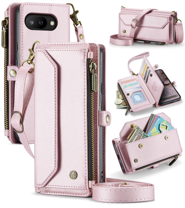 For Google Pixel 9a CaseMe C36 Card Slots Zipper Wallet RFID Anti-theft Leather Phone Case(Pink) - Google Cases by CaseMe | Online Shopping UK | buy2fix