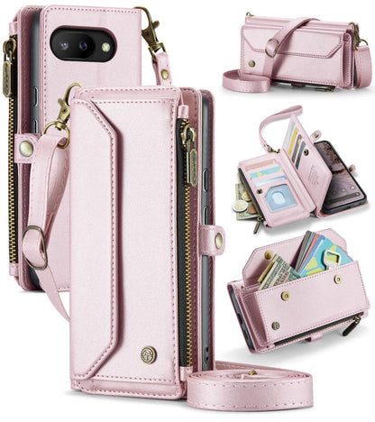 For Google Pixel 9a CaseMe C36 Card Slots Zipper Wallet RFID Anti-theft Leather Phone Case(Pink) - Google Cases by CaseMe | Online Shopping UK | buy2fix