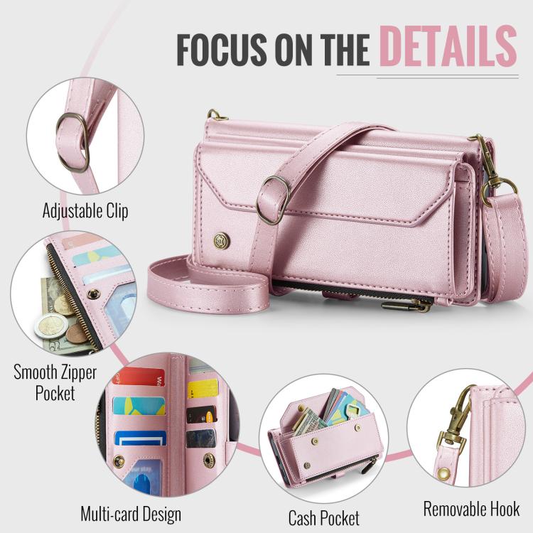 For Google Pixel 9a CaseMe C36 Card Slots Zipper Wallet RFID Anti-theft Leather Phone Case(Pink) - Google Cases by CaseMe | Online Shopping UK | buy2fix