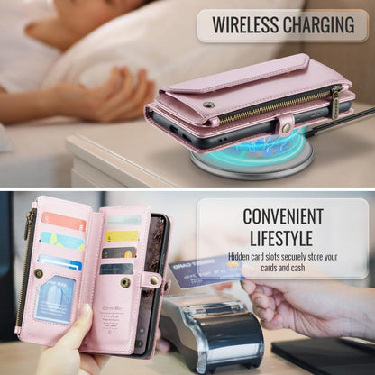 For Google Pixel 9a CaseMe C36 Card Slots Zipper Wallet RFID Anti-theft Leather Phone Case(Pink) - Google Cases by CaseMe | Online Shopping UK | buy2fix