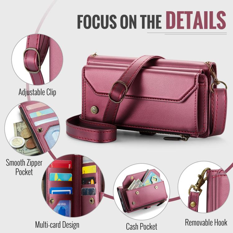 For Google Pixel 9a CaseMe C36 Card Slots Zipper Wallet RFID Anti-theft Leather Phone Case(Wine) - Google Cases by CaseMe | Online Shopping UK | buy2fix