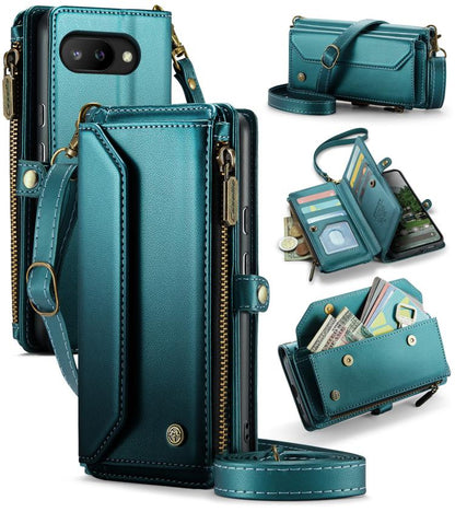 For Google Pixel 9a CaseMe C36 Card Slots Zipper Wallet RFID Anti-theft Leather Phone Case(Green) - Google Cases by CaseMe | Online Shopping UK | buy2fix