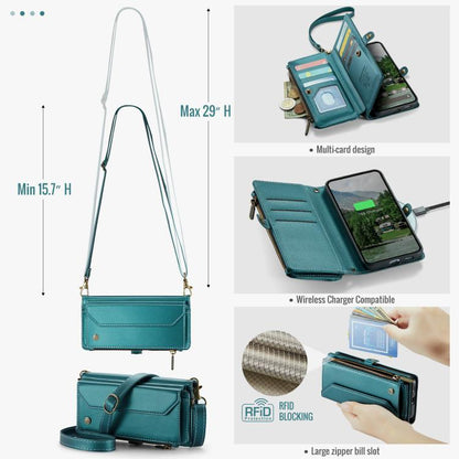 For Google Pixel 9a CaseMe C36 Card Slots Zipper Wallet RFID Anti-theft Leather Phone Case(Green) - Google Cases by CaseMe | Online Shopping UK | buy2fix