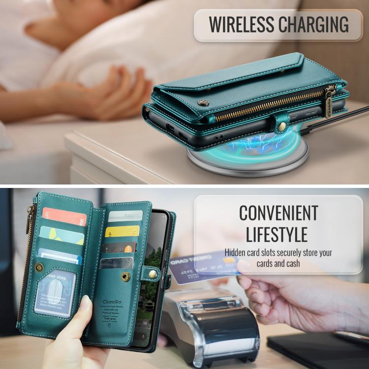 For Google Pixel 9a CaseMe C36 Card Slots Zipper Wallet RFID Anti-theft Leather Phone Case(Green) - Google Cases by CaseMe | Online Shopping UK | buy2fix