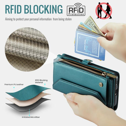 For Google Pixel 9a CaseMe C36 Card Slots Zipper Wallet RFID Anti-theft Leather Phone Case(Green) - Google Cases by CaseMe | Online Shopping UK | buy2fix