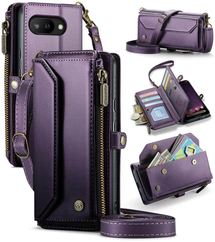 For Google Pixel 9a CaseMe C36 Card Slots Zipper Wallet RFID Anti-theft Leather Phone Case(Purple) - Google Cases by CaseMe | Online Shopping UK | buy2fix