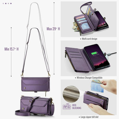 For Google Pixel 9a CaseMe C36 Card Slots Zipper Wallet RFID Anti-theft Leather Phone Case(Purple) - Google Cases by CaseMe | Online Shopping UK | buy2fix