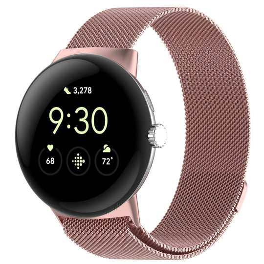 For Google Pixel Watch 5 / 4 / 3 / 2 / 1 41mm Milanese Metal Magnetic Watch Band(Pink)