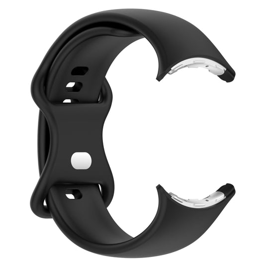 For Google Pixel Watch 3 41mm Solid Color Butterfly Buckle Silicone Watch Band, Size:L(Black) by buy2fix