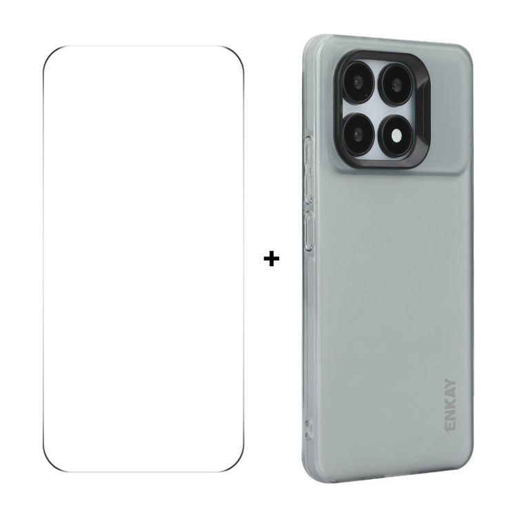 For Redmi K70 / K70 Pro ENKAY Hat-Prince Translucent Matte TPU Soft Phone Case + 9H Big Arc Edge Film(Grey) - K70 Pro Cases by ENKAY | Online Shopping UK | buy2fix