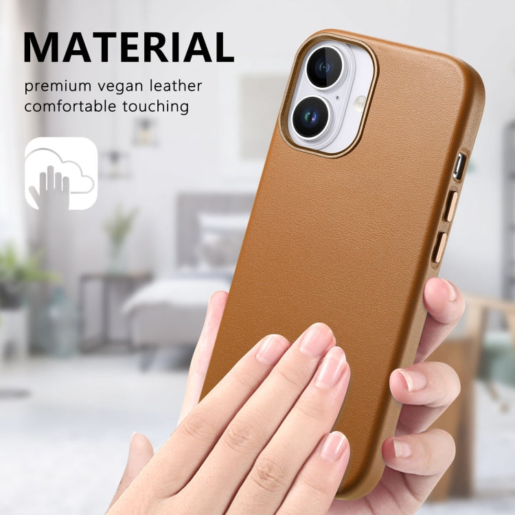 For iPhone 16 Electroplated Metal Button Shockproof Phone Case(Brown) - iPhone 16 Cases by buy2fix | Online Shopping UK | buy2fix