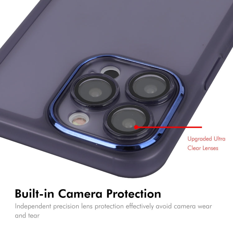 For iPhone 15 Pro ENKAY Hat-Prince Translucent Matte TPU Phone Case with Lens Film + 9H Big Arc Edge Film(Blue) - iPhone 15 Pro Cases by ENKAY | Online Shopping UK | buy2fix