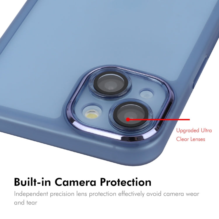 For iPhone 15 ENKAY Hat-Prince Translucent Matte TPU Phone Case with Lens Film + 9H Big Arc Edge Film(Blue) - iPhone 15 Cases by ENKAY | Online Shopping UK | buy2fix