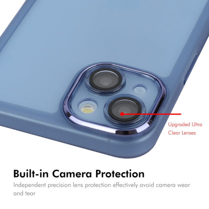 For iPhone 15 ENKAY Hat-Prince Translucent Matte TPU Phone Case with Lens Film + 9H Big Arc Edge Film(Blue) - iPhone 15 Cases by ENKAY | Online Shopping UK | buy2fix
