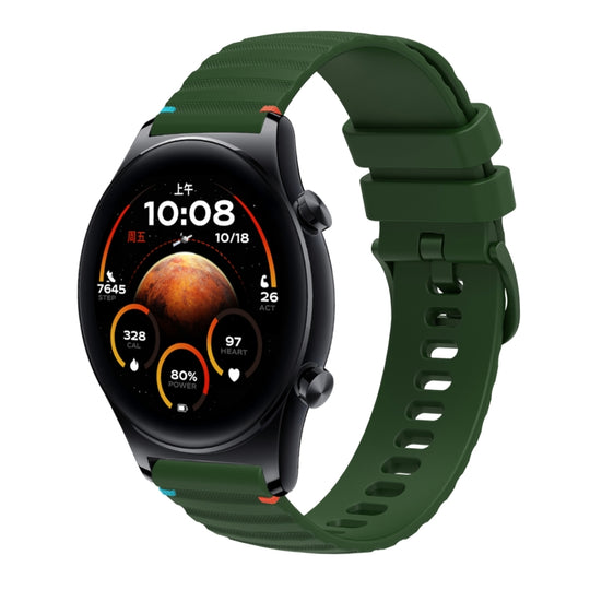 For Honor Watch GS 4 Wavy Dotted Stitched 22mm Silicone Watch Band(Army Green)